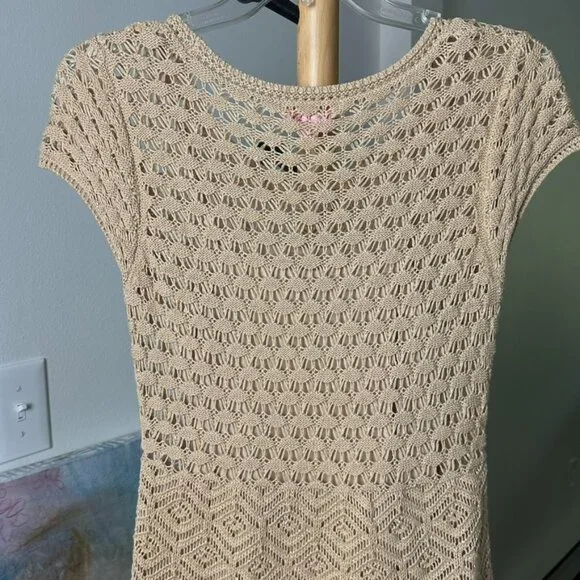 Lilly Pulitzer Paley Crochet Sweater Dress Gold Metallic Style #26045 Size Small - Picture 8 of 13